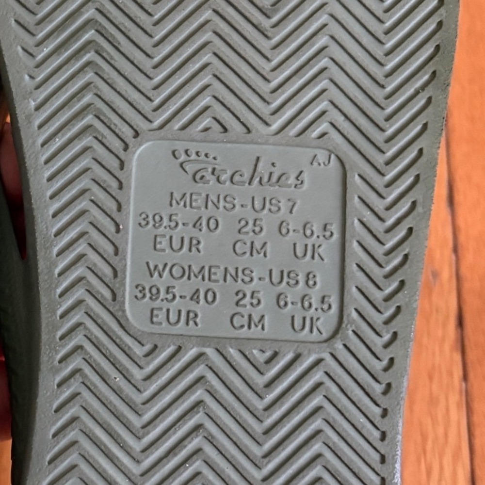 Archie's Arch Support Flip Flops Green Size Men 7/Woman 8 - Picture 3 of 4